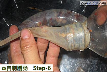 自制腊肠做法第六步骤