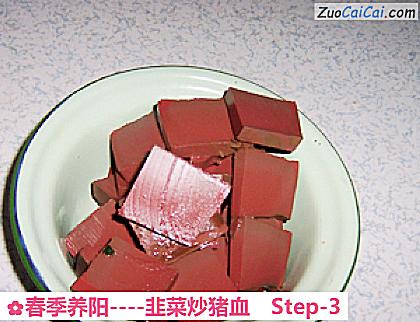 韭菜炒猪血做法第三步骤