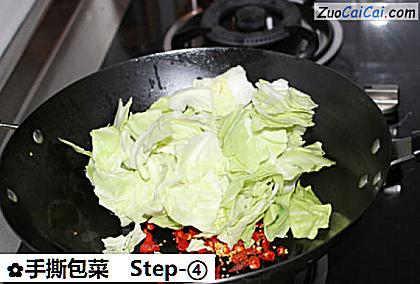 手撕包菜做法第四步骤