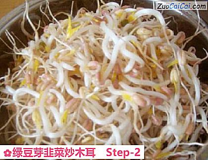 绿豆芽韭菜炒木耳做法第二步骤
