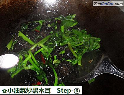 小油菜炒黑木耳做法第六步骤