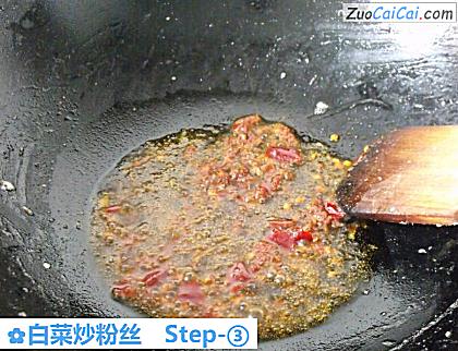 白菜炒粉丝做法第三步骤