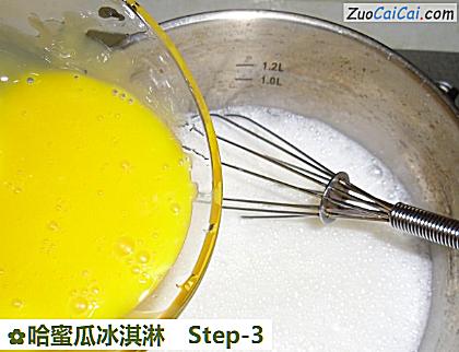 哈蜜瓜冰淇淋做法第三步骤