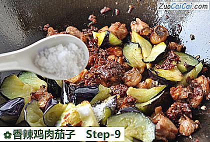 香辣鸡肉茄子做法第九步骤