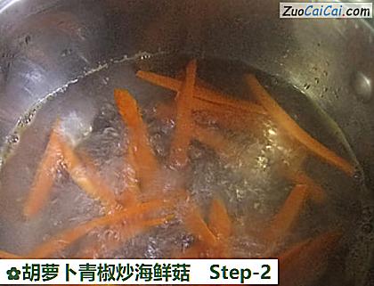 胡萝卜青椒炒海鲜菇做法第二步骤