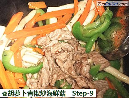 胡萝卜青椒炒海鲜菇做法第九步骤