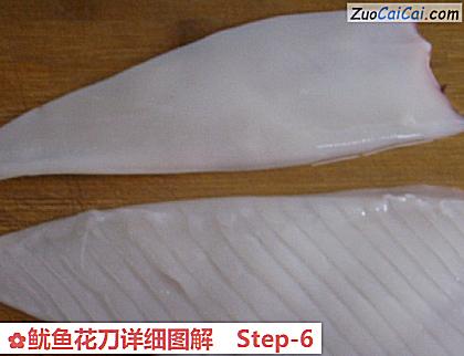 鱿鱼花刀详细图解做法第六步骤