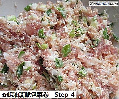 蚝油翡脆包菜卷做法第四步骤