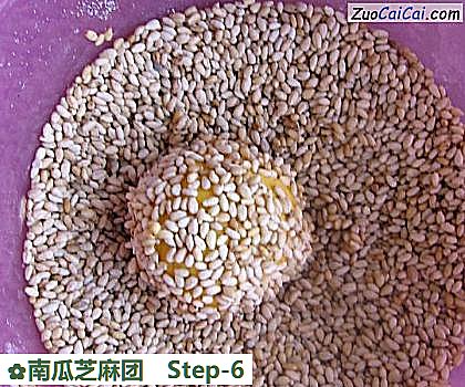 南瓜芝麻团做法第六步骤