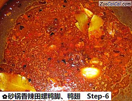 砂锅香辣田螺鸭脚、鸭翅做法第六步骤