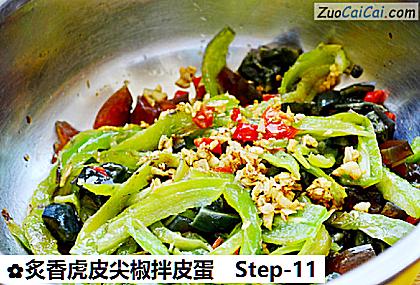 炙香虎皮尖椒拌皮蛋做法第十一步骤