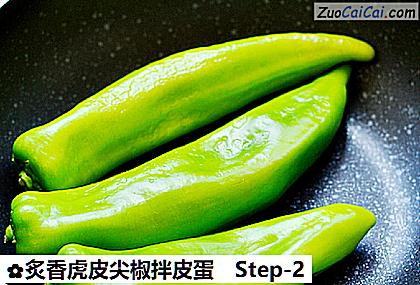 炙香虎皮尖椒拌皮蛋做法第二步骤