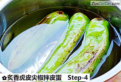炙香虎皮尖椒拌皮蛋做法第四步骤