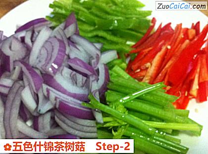 五色什锦茶树菇做法第二步骤