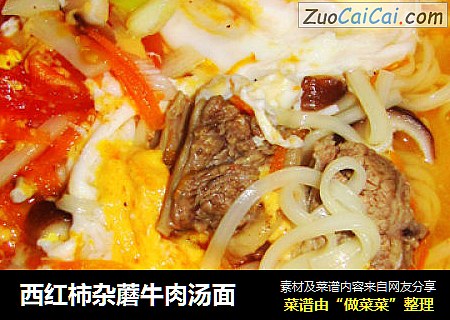 西红柿杂蘑牛肉汤面