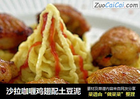 沙拉咖喱鸡翅配土豆泥