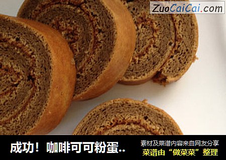 成功！咖啡可可粉蛋糕卷！好吃的没法形容！哈哈