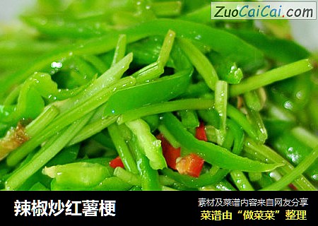 辣椒炒红薯梗