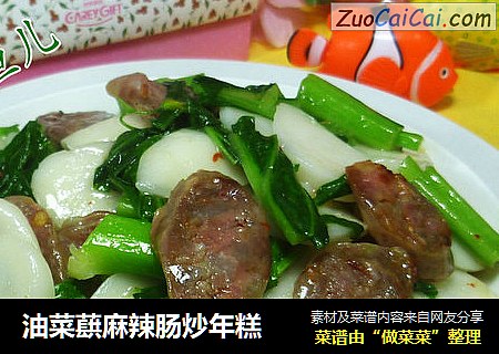 油菜蕻麻辣肠炒年糕