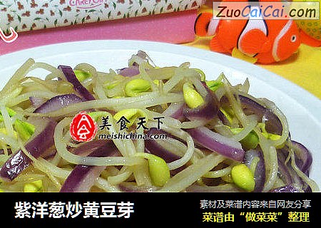 紫洋葱炒黄豆芽
