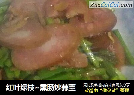 红叶绿枝~熏肠炒蒜薹