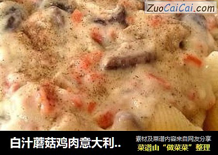 白汁蘑菇鸡肉意大利贝壳面（=＾● w ●＾=）