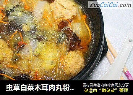 虫草白菜木耳肉丸粉丝汤