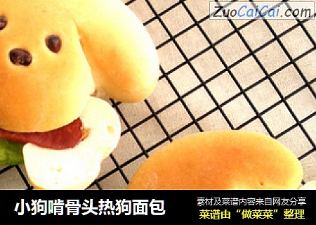 小狗啃骨头热狗面包