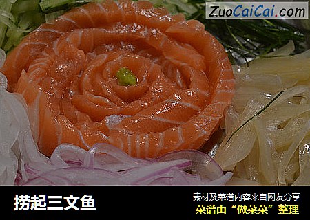捞起三文鱼
