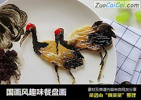 国画风趣味餐盘画