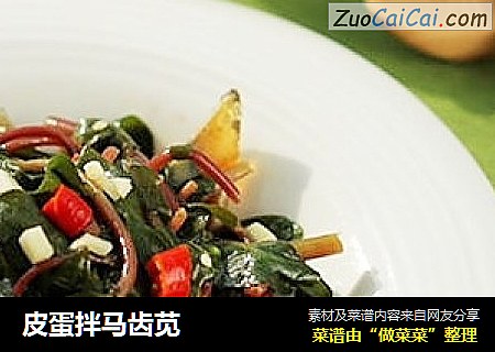 皮蛋拌马齿苋 