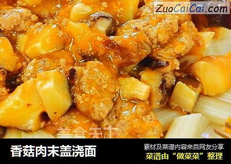 香菇肉末盖浇面 