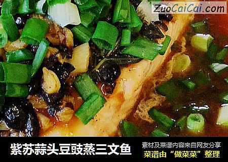 紫苏蒜头豆豉蒸三文鱼