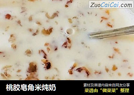 桃胶皂角米炖奶
