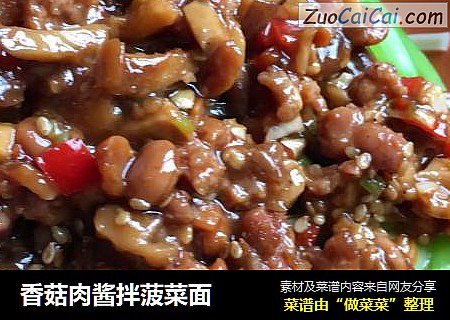 香菇肉酱拌菠菜面