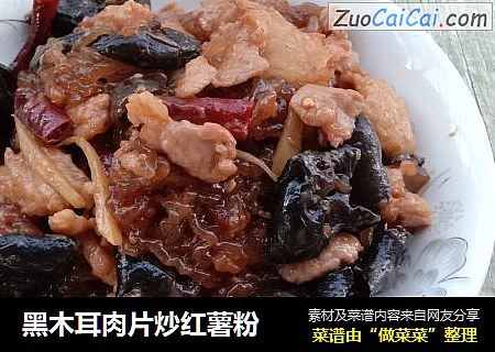 黑木耳肉片炒红薯粉