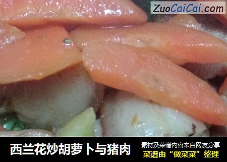 西兰花炒胡萝卜与猪肉