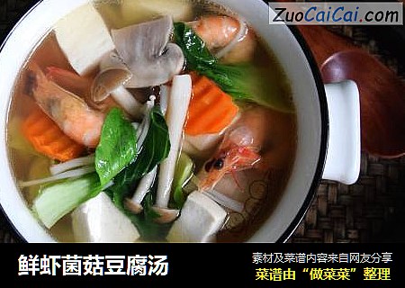 鲜虾菌菇豆腐汤