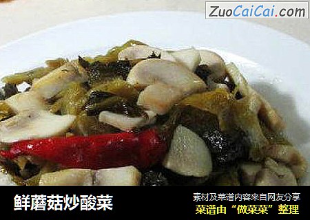 鲜蘑菇炒酸菜