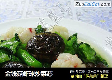 金钱菇虾球炒菜芯