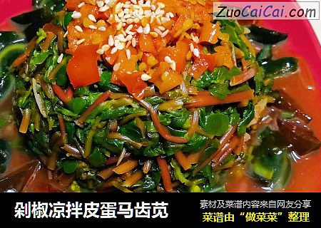 剁椒凉拌皮蛋马齿苋