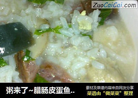 粥来了~腊肠皮蛋鱼丸粥