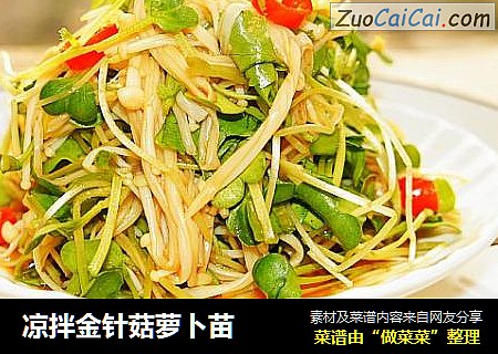 凉拌金针菇萝卜苗