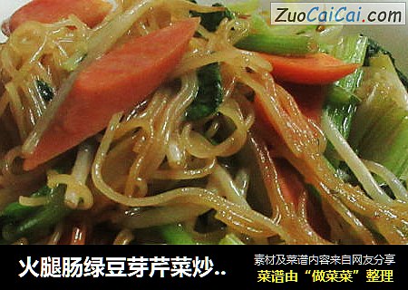 火腿肠绿豆芽芹菜炒米面