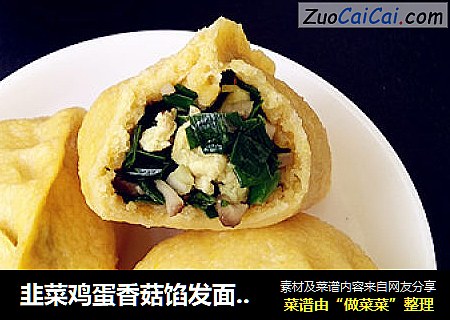韭菜鸡蛋香菇馅发面蒸饺