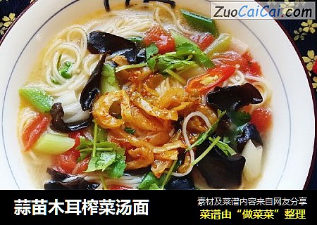 蒜苗木耳榨菜汤面