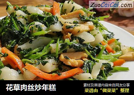 花草肉丝炒年糕