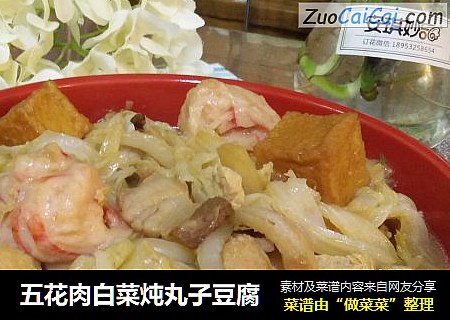 五花肉白菜炖丸子豆腐
