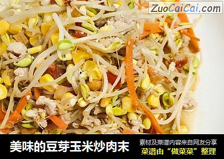 美味的豆芽玉米炒肉末