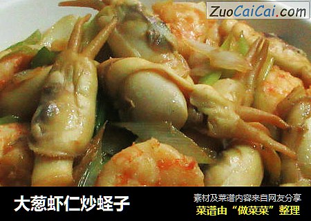 大葱虾仁炒蛏子